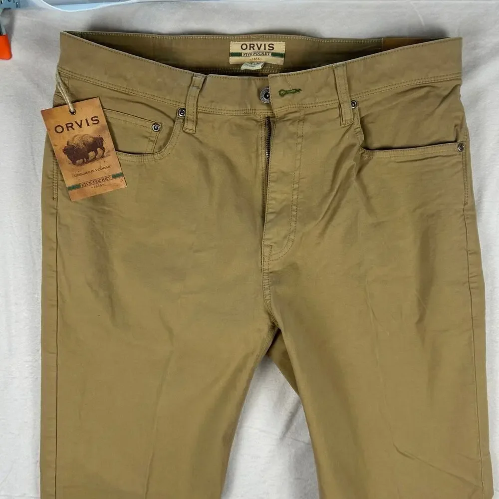 NWT Orvis Five-Pocket Stretch Twill Pants – Desert Khaki W34 L30 – MSRP $109